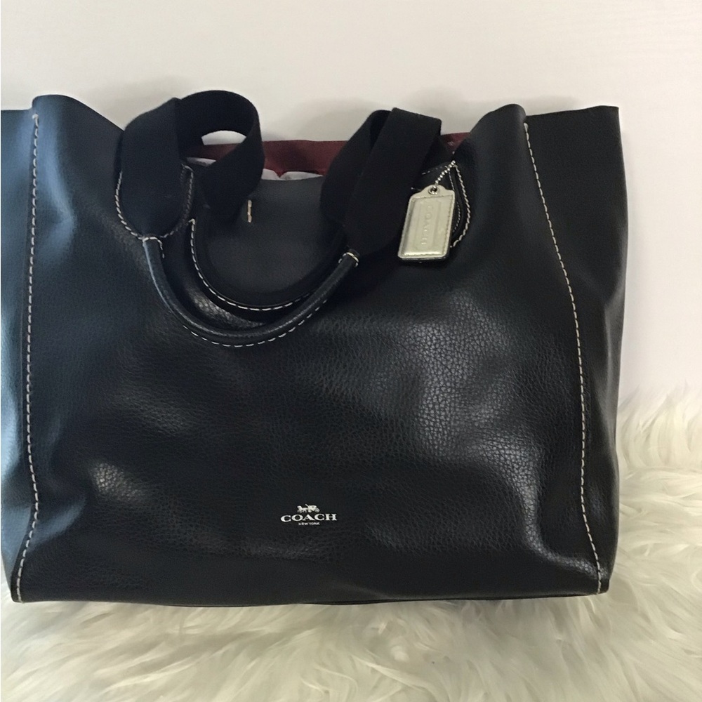 Coach 58660 Pebble Leather Derby Tote Bag In Black EUC - Picture 15 of 16